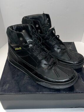 Polo Ralph Lauren men's Levon Smooth Pull Up boots black size 13D
